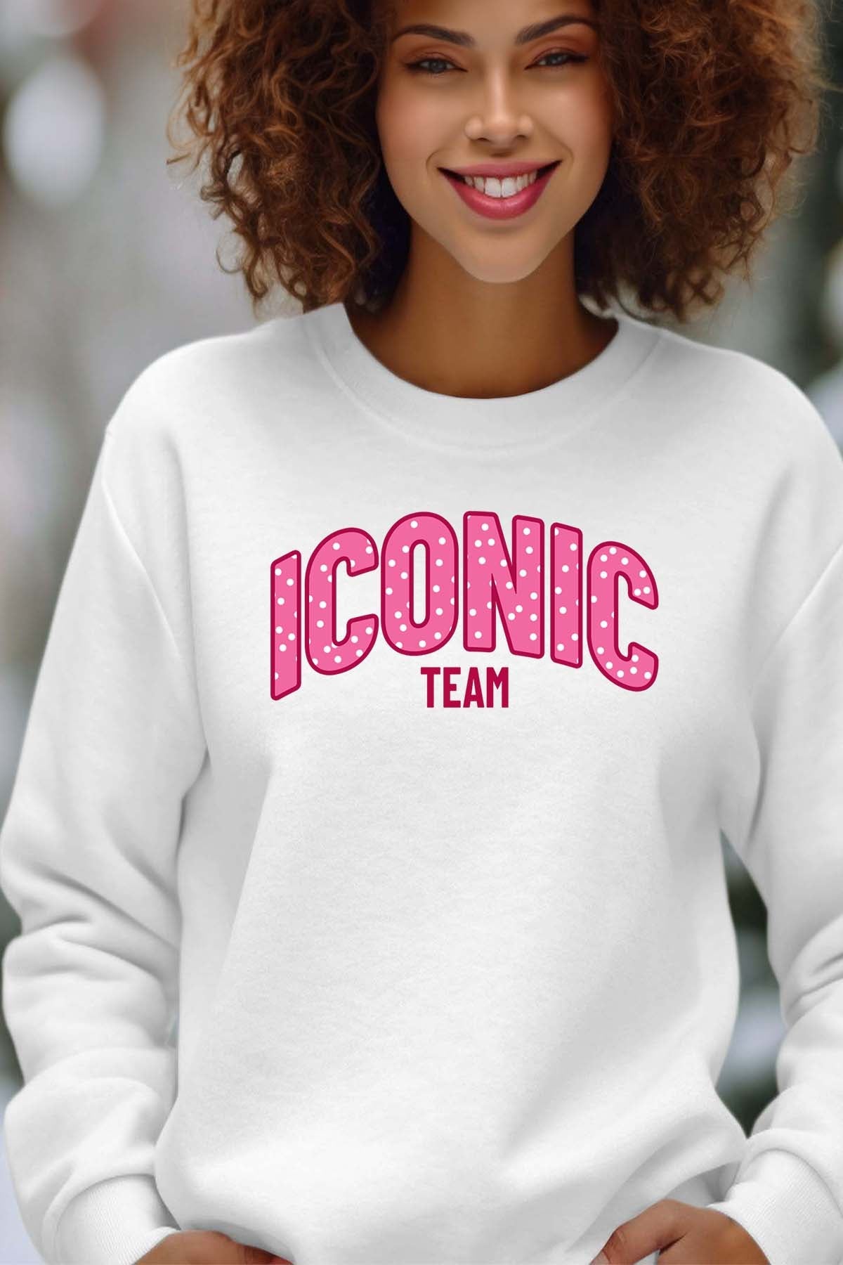 COULEUR:Blanc|Sweat Col Rond Femme | ICONIC TEAM K Blanc