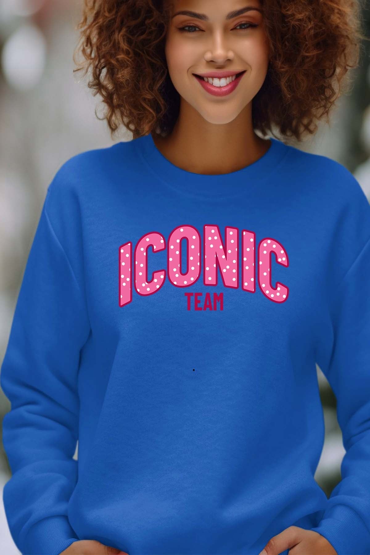 COULEUR:Bleu Roi|Sweat Col Rond Femme | ICONIC TEAM K Bleu Roi