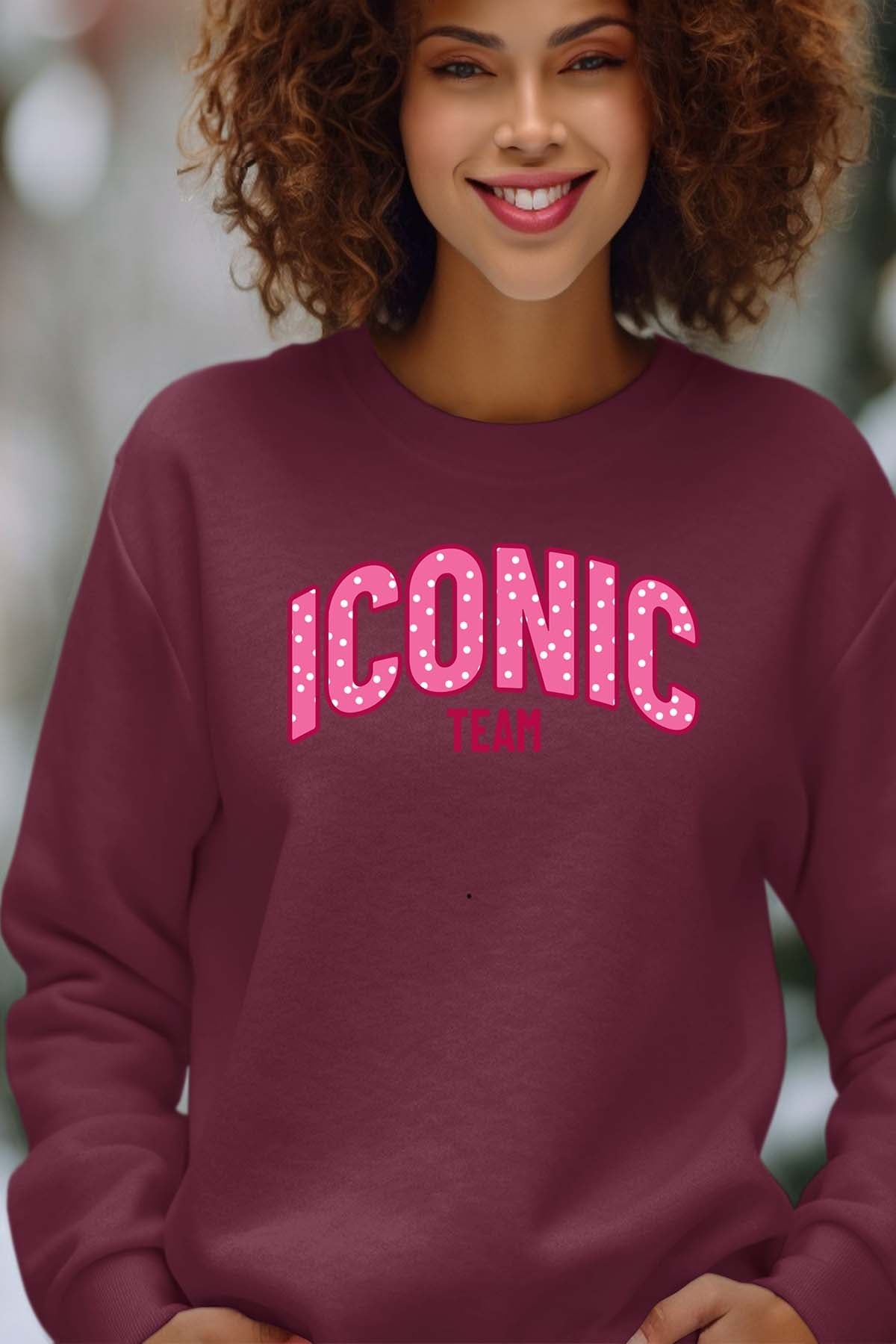 COULEUR:Bordeaux|Sweat Col Rond Femme | ICONIC TEAM K Bordeaux