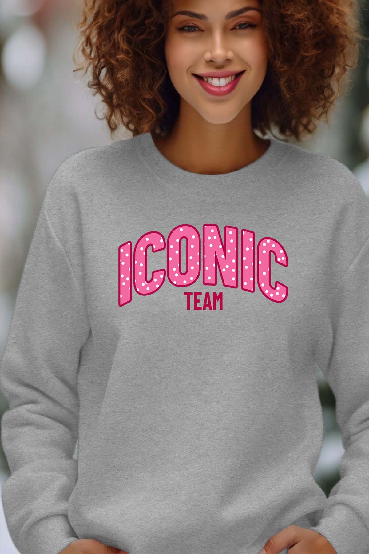 COULEUR:Gris|Sweat Col Rond Femme | ICONIC TEAM K Gris