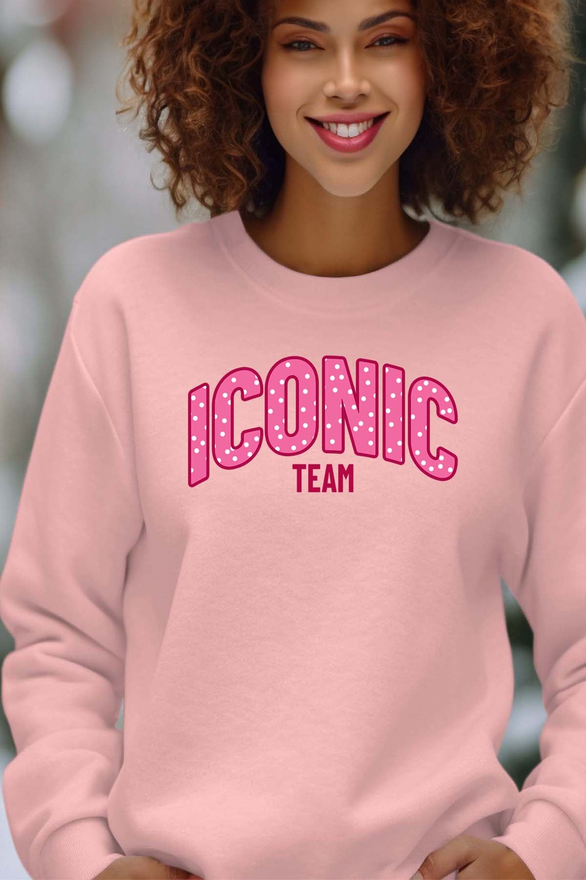 COULEUR:Rose|Sweat Col Rond Femme | ICONIC TEAM K Rose