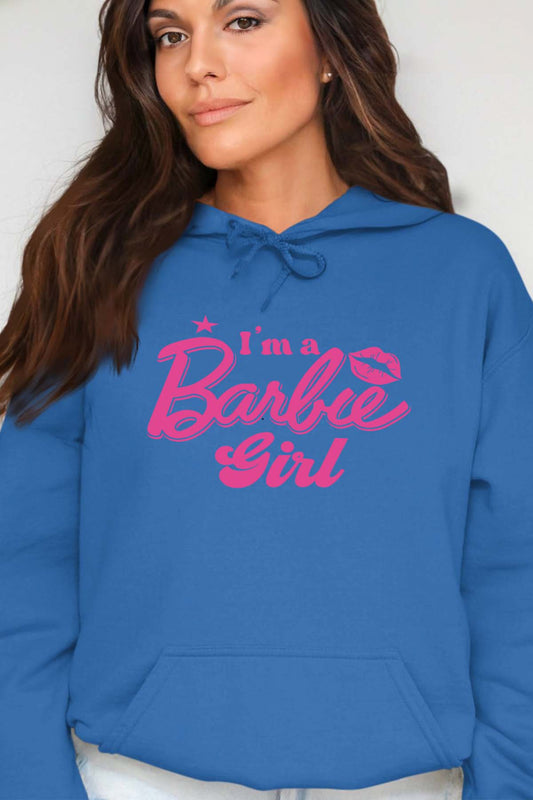COULEUR:Bleu Roi|Sweat Capuche Femme | I AM A BARBIE GIRL Bleu Roi