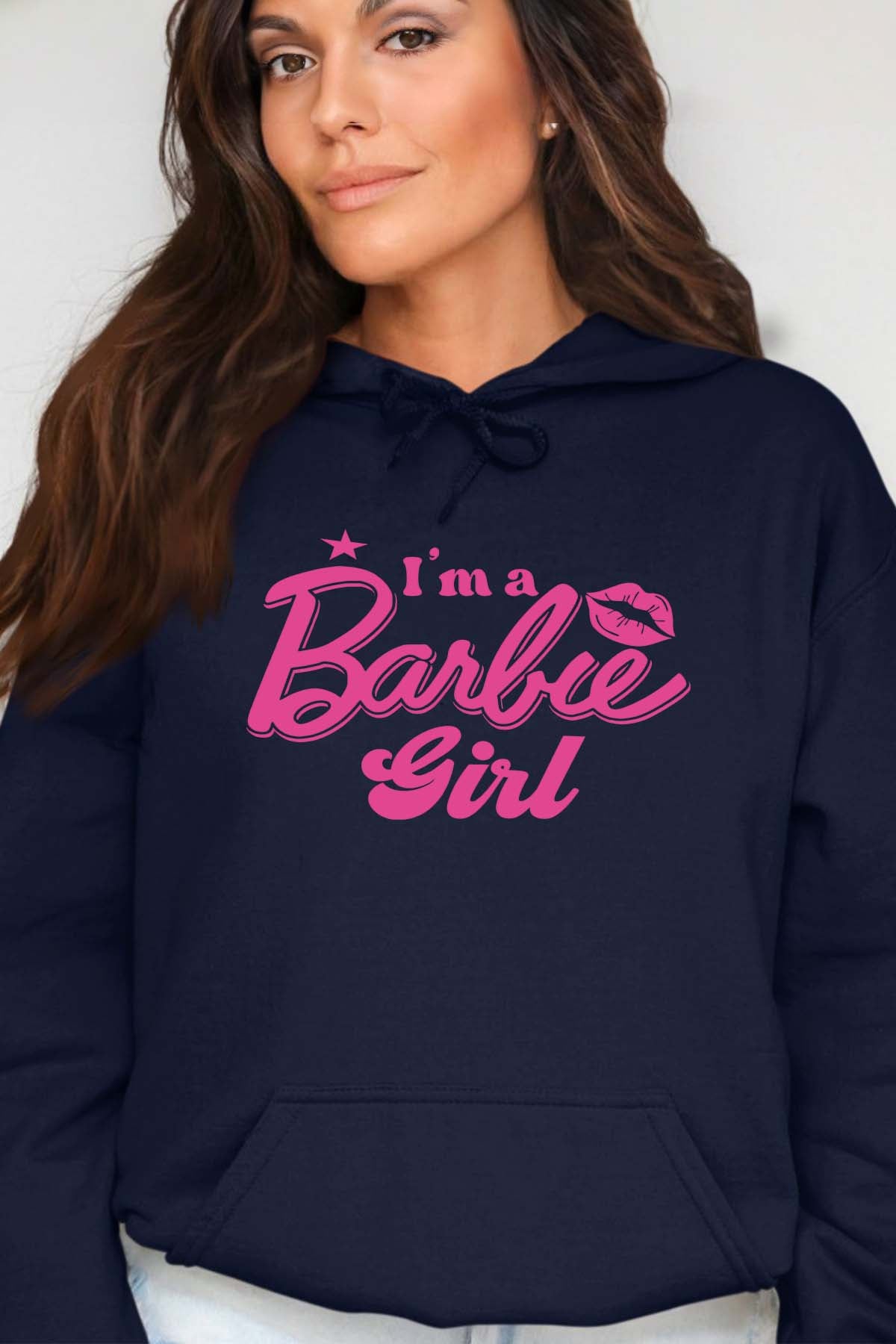 COULEUR:Marine|Sweat Capuche Femme | I AM A BARBIE GIRL Marine