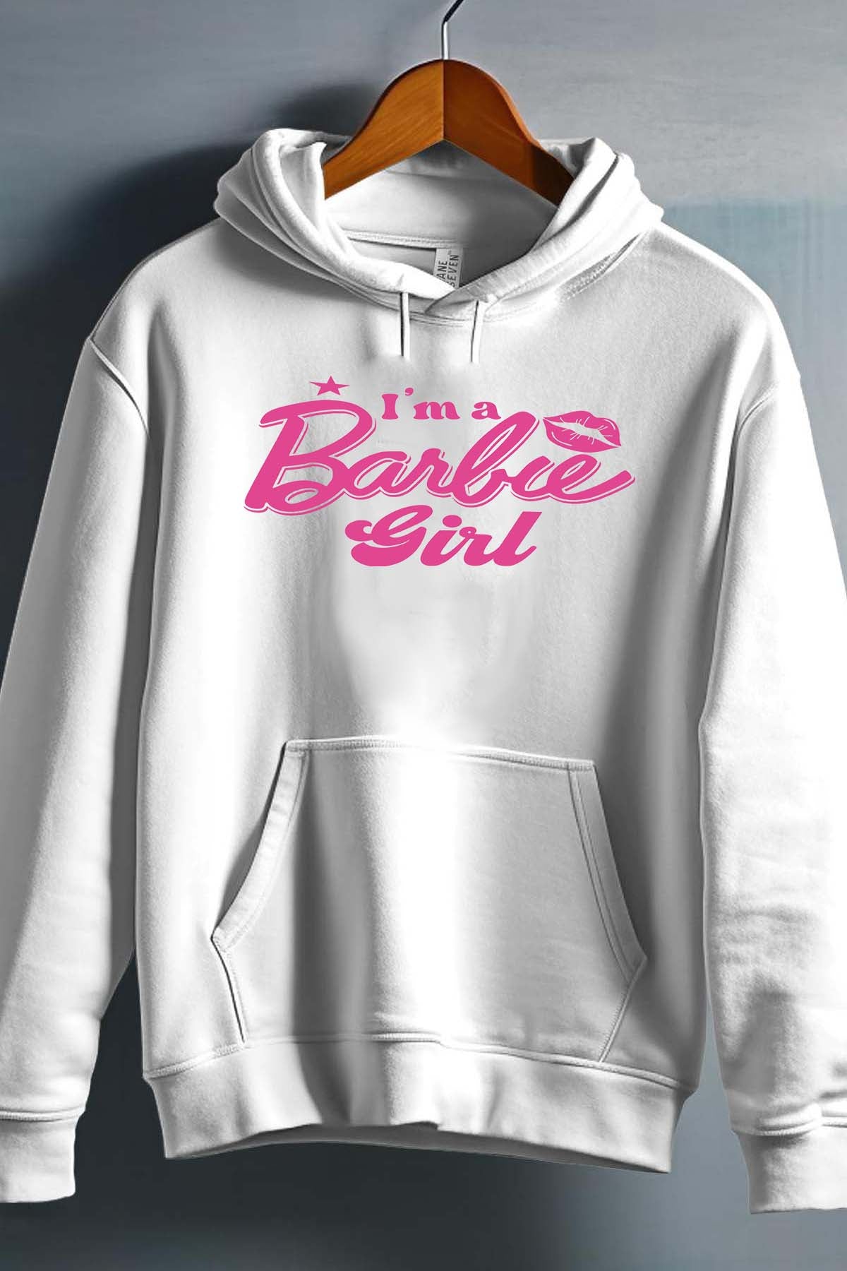 COULEUR:Blanc|Sweat Capuche Fille | I AM A BARBIE GIRL Blanc