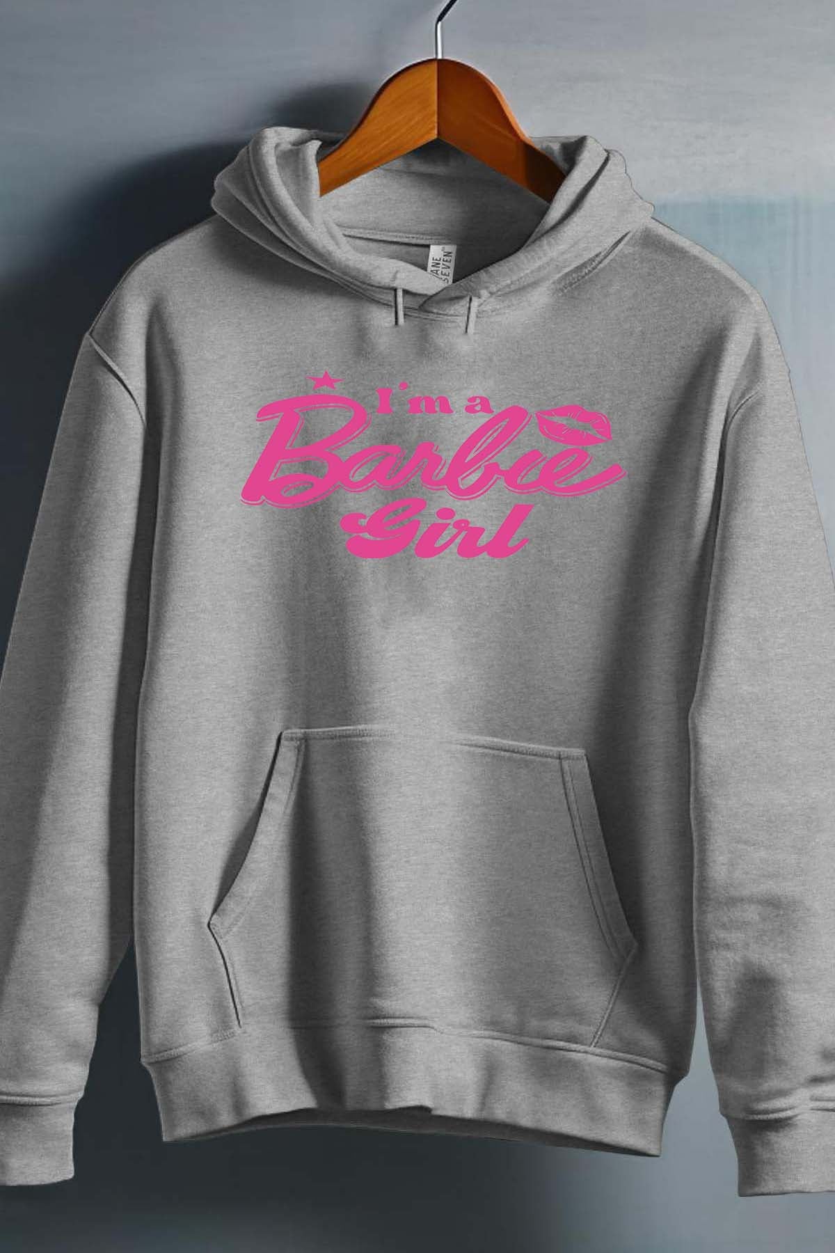 COULEUR:Gris|Sweat Capuche Fille | I AM A BARBIE GIRL Gris