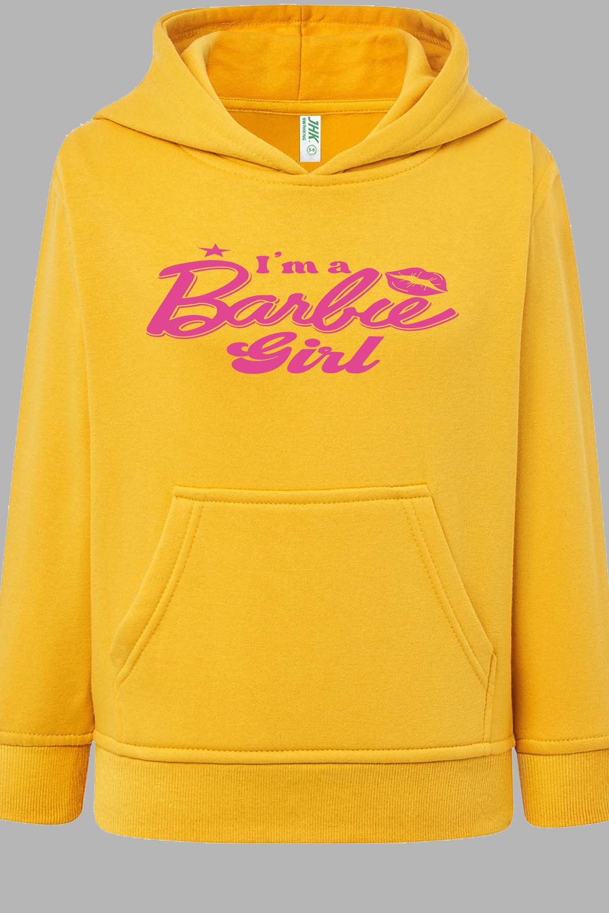 COULEUR:Jaune|Sweat Capuche Fille | I AM A BARBIE GIRL Jaune