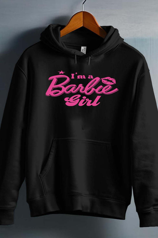 COULEUR:Noir|Sweat Capuche Fille | I AM A BARBIE GIRL Noir