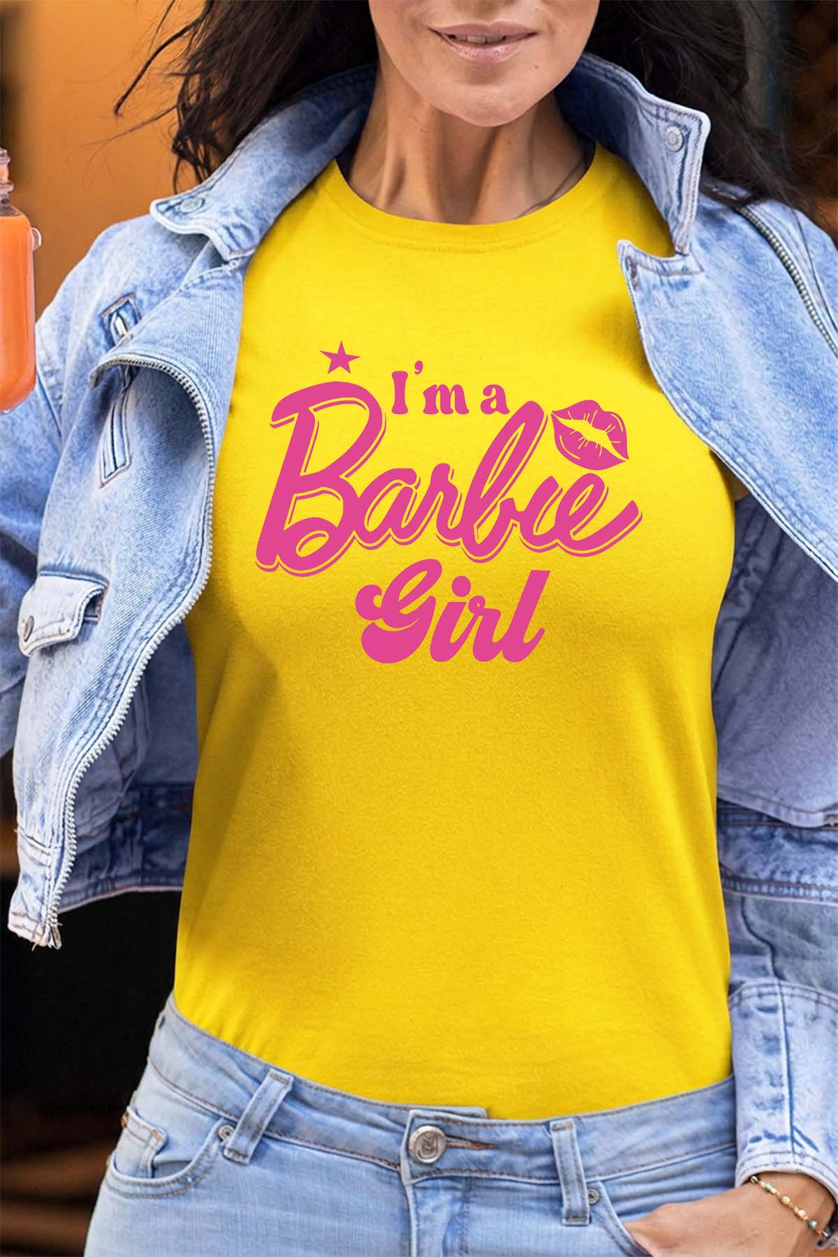 COULEUR:Jaune|T-shirt Femme | I AM A BARBIE GIRL Jaune