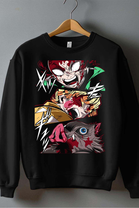 COULEUR:Noir|Sweat Col Rond Homme | KIMETSU final attack Noir