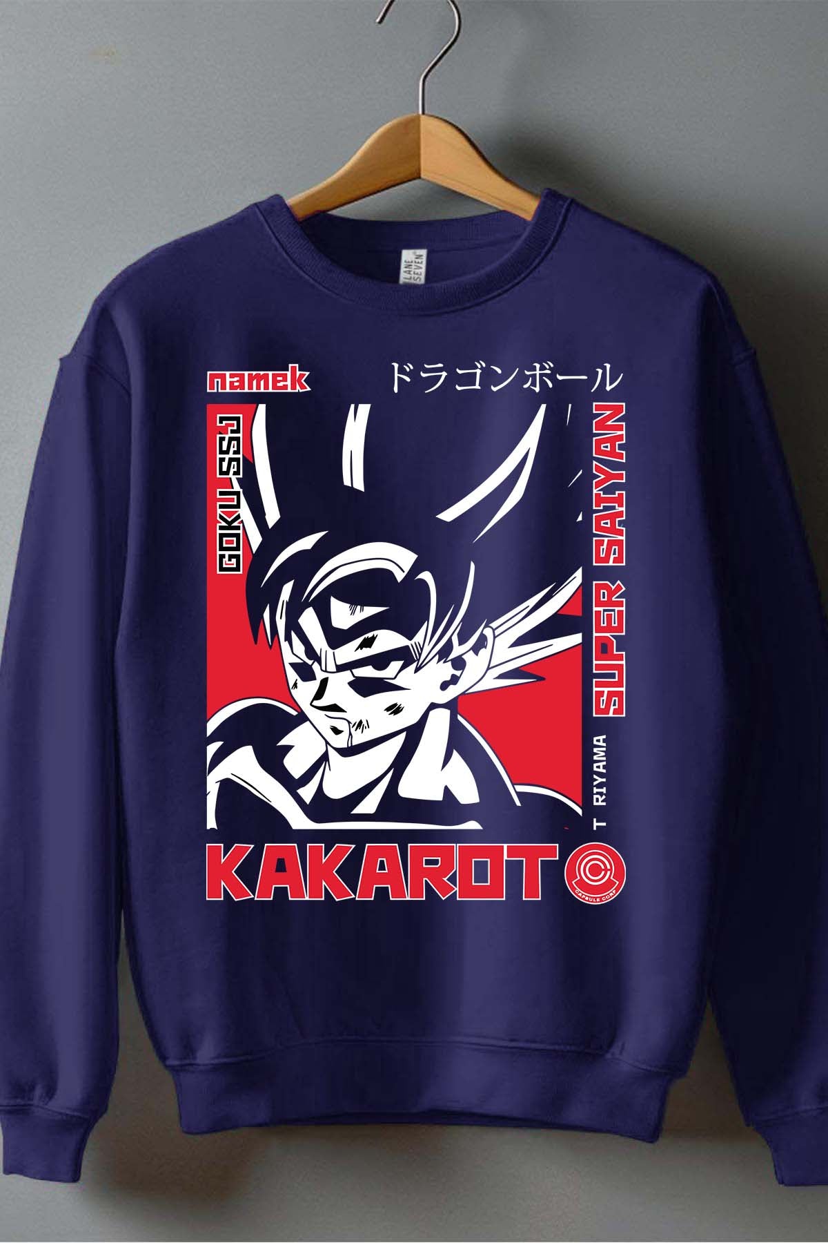 COULEUR:Marine|Sweat Col Rond Garçon | Kakarot Super Marine