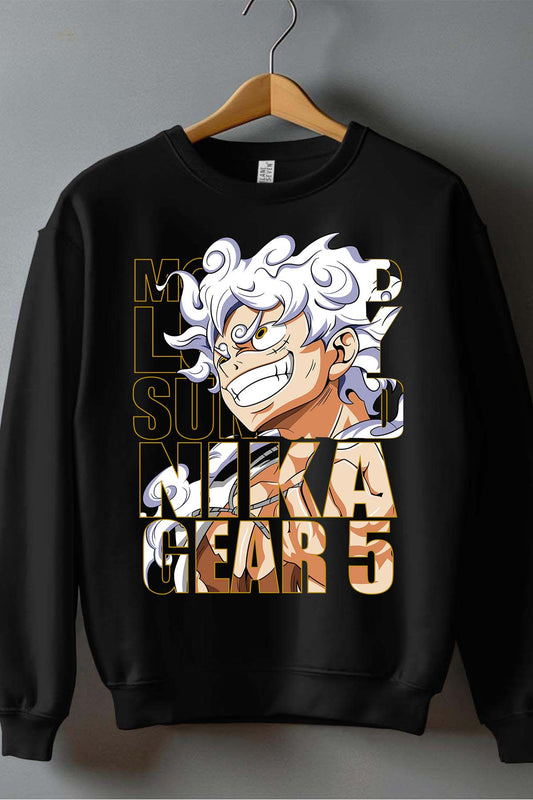COULEUR:Noir|Sweat Col Rond Garçon | LUFFY G5 txt incrust Noir