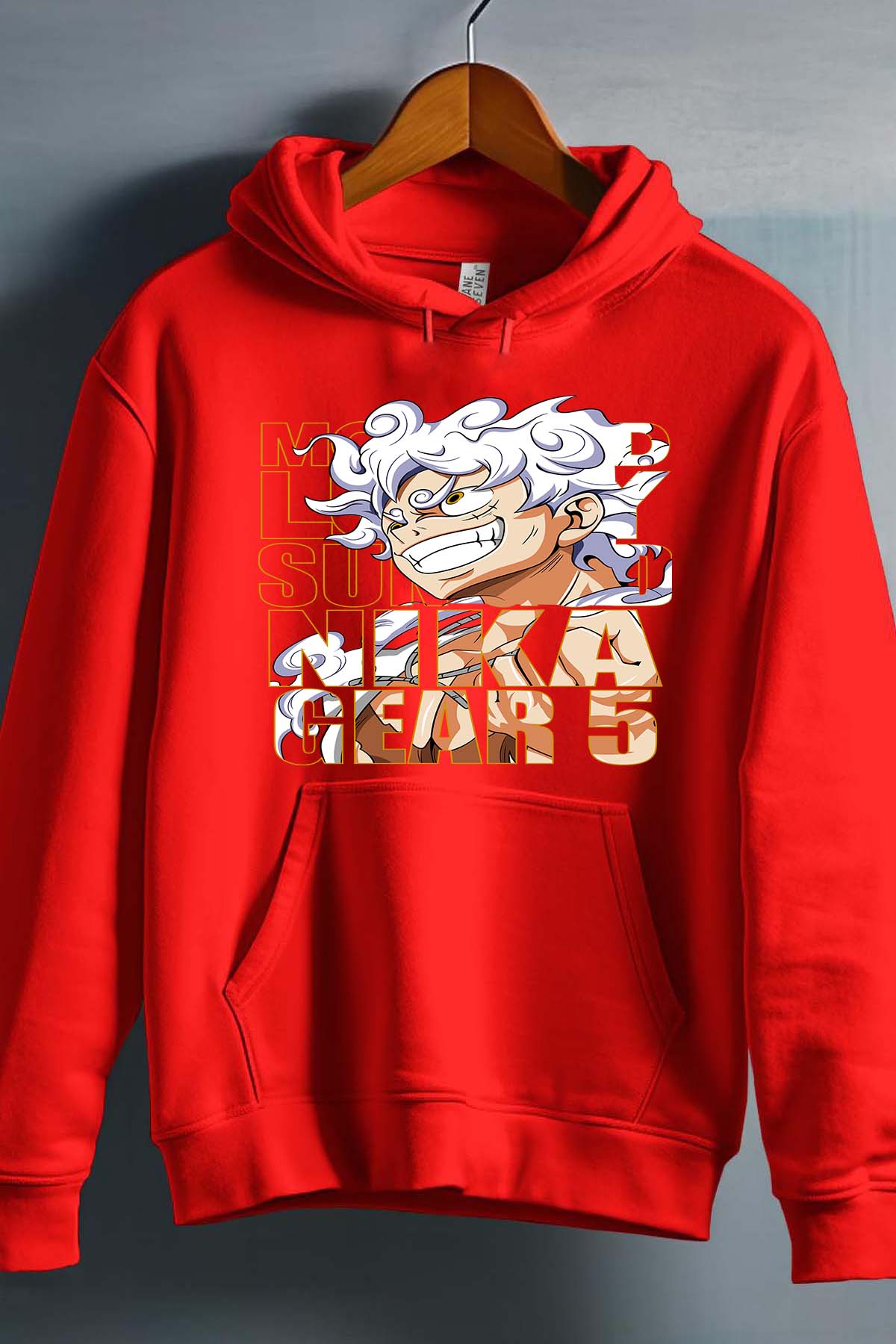 COULEUR:Rouge|Sweat Capuche Garçon | LUFFY G5 txt incrust Rouge