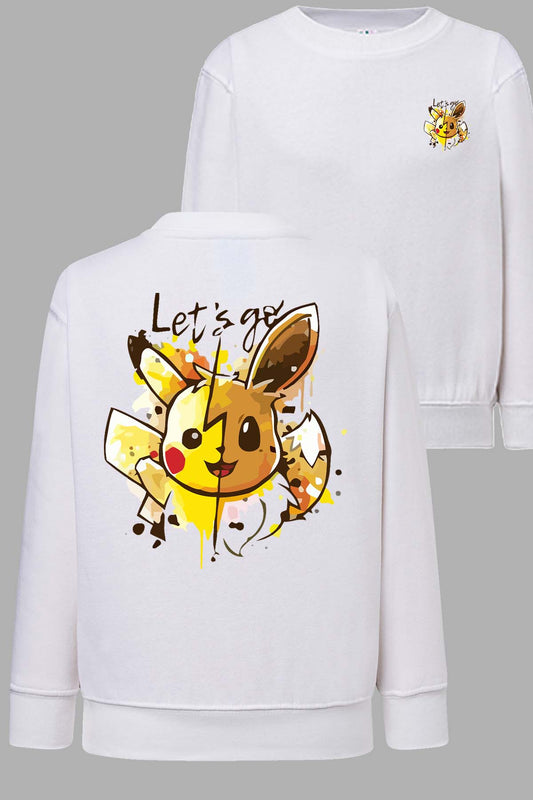 COULEUR:Blanc|Sweat Col Rond Garçon | Let's go pika Blanc