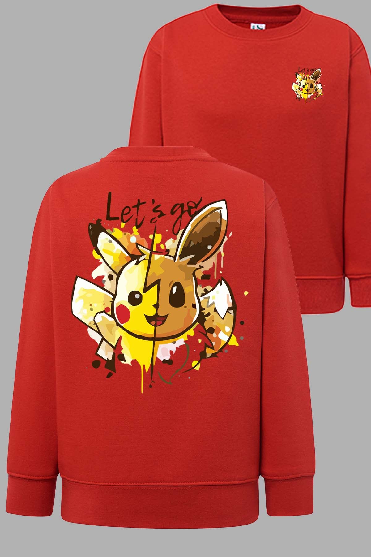 COULEUR:Rouge|Sweat Col Rond Garçon | Let's go pika Rouge