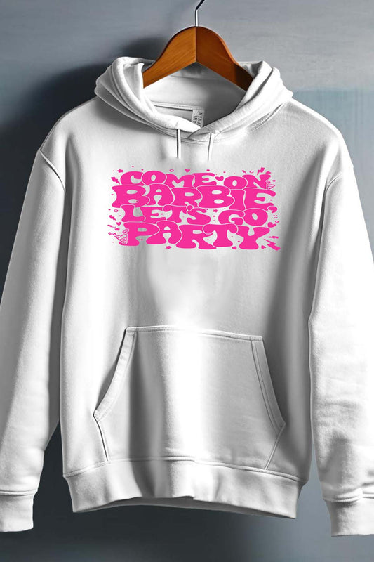 COULEUR:Blanc|Sweat Capuche Fille | Lets go party barbie DOS Blanc