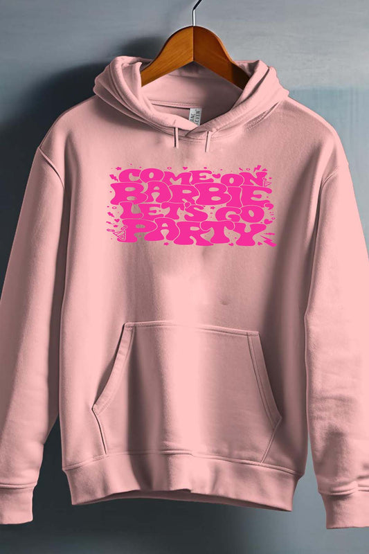 COULEUR:Rose|Sweat Capuche Fille | Lets go party barbie DOS Rose
