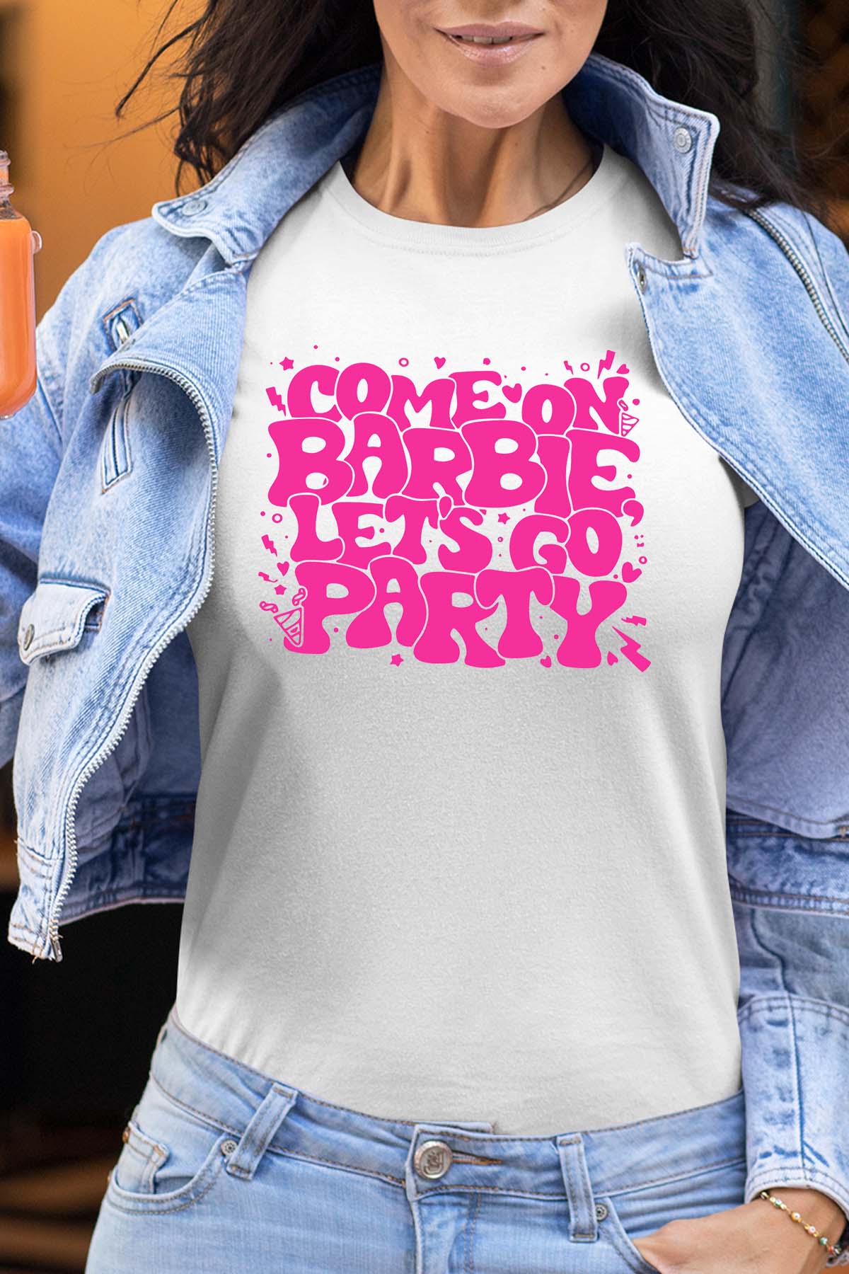 COULEUR:Blanc|T-shirt Femme | Lets go party barbie DOS Blanc