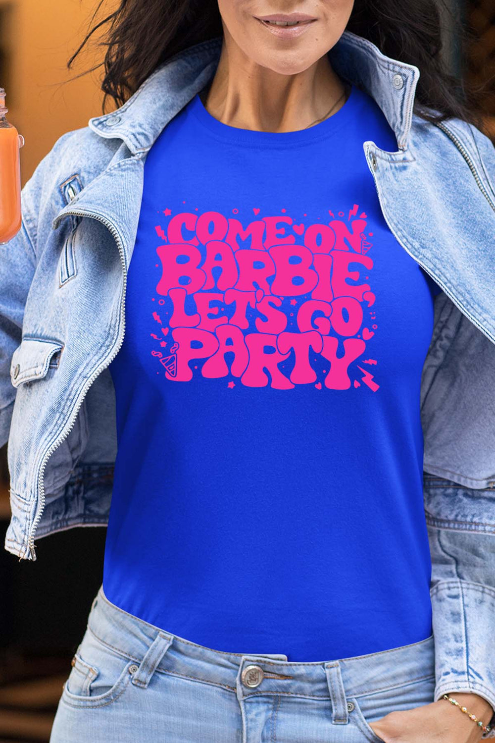COULEUR:Bleu Roi|T-shirt Femme | Lets go party barbie DOS Bleu Roi