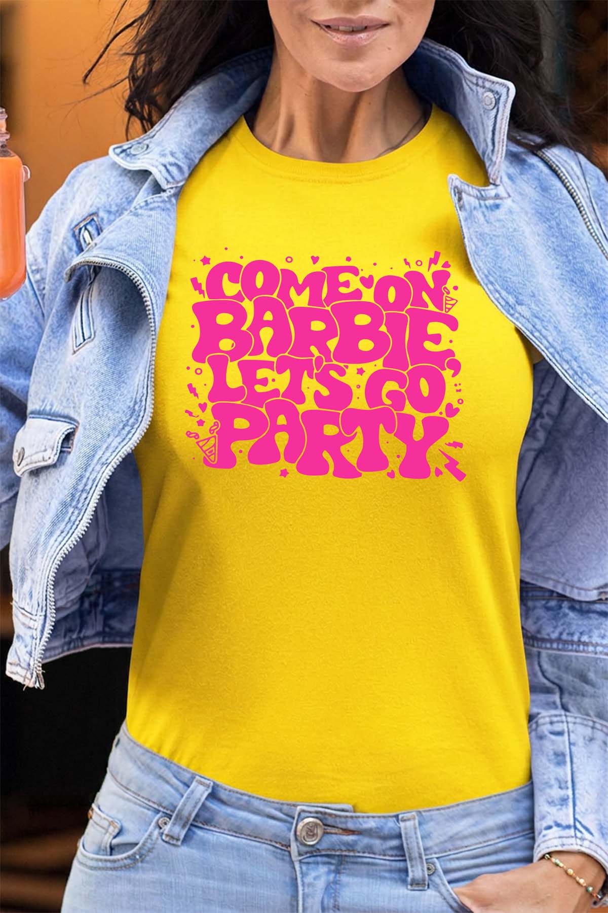 COULEUR:Jaune|T-shirt Femme | Lets go party barbie DOS Jaune
