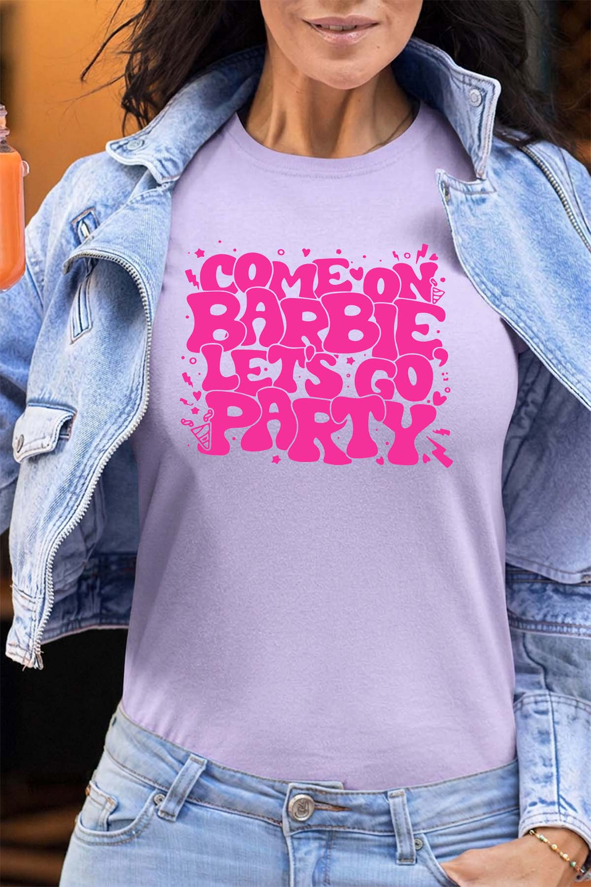 COULEUR:Violet|T-shirt Femme | Lets go party barbie DOS Violet