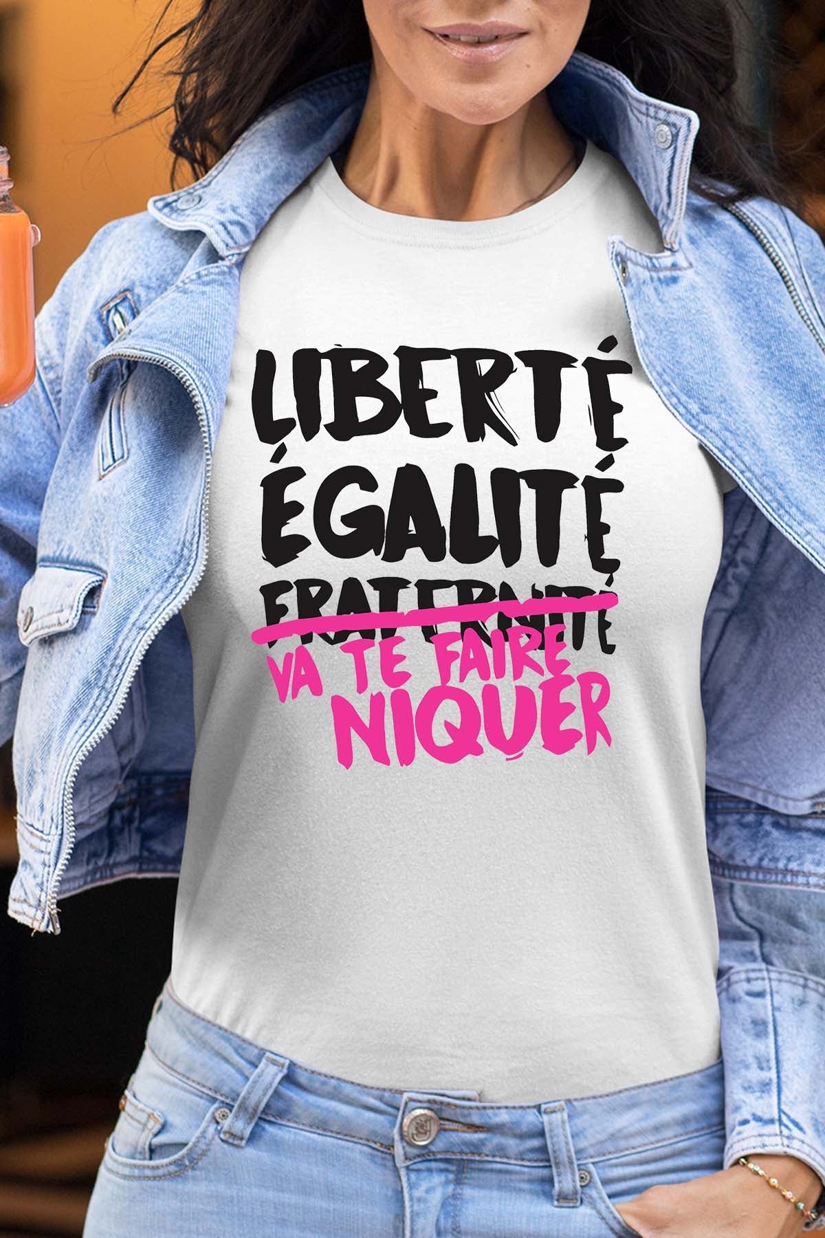 COULEUR:Blanc|T-shirt Femme | Liberté Égalité Niquer F Blanc