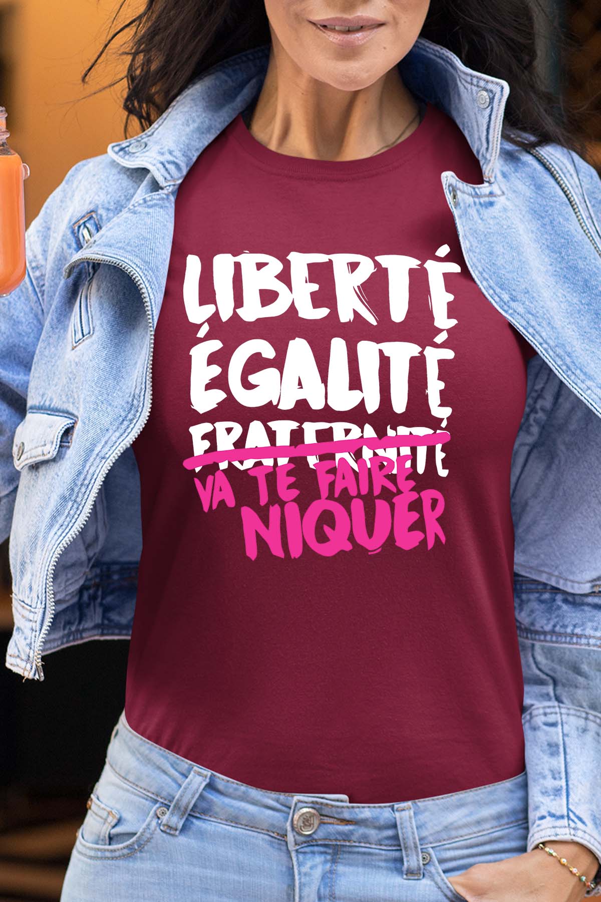 COULEUR:Bordeaux|T-shirt Femme | Liberté Égalité Niquer F Bordeaux