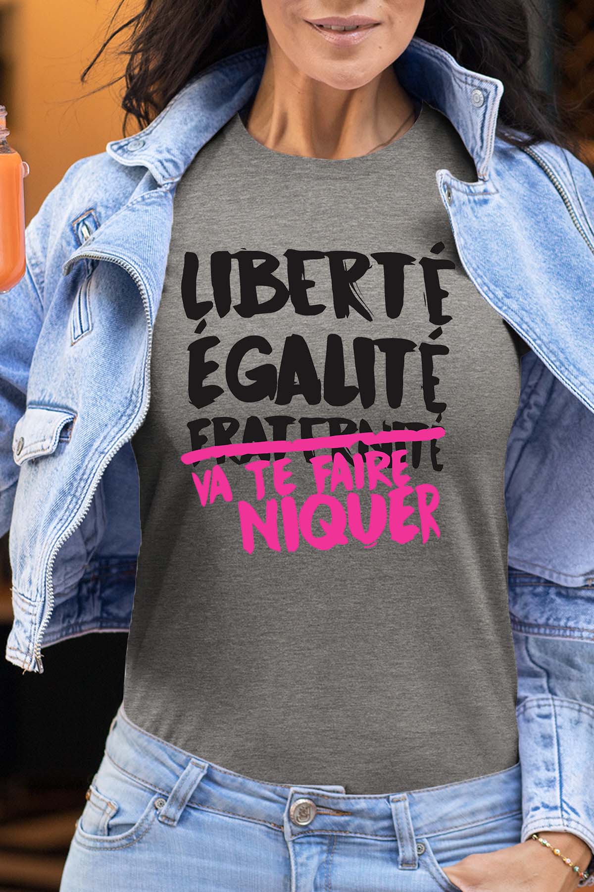 COULEUR:Gris|T-shirt Femme | Liberté Égalité Niquer F Gris