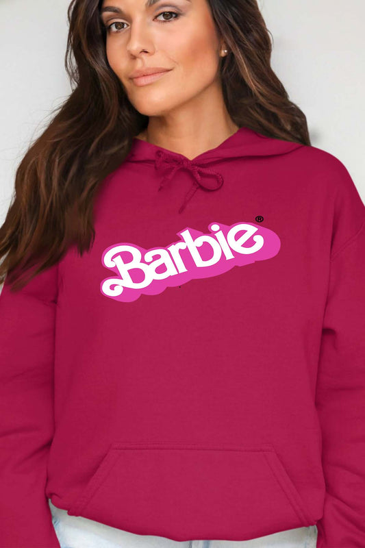COULEUR:Bordeaux|Sweat Capuche Femme | Logo barbie Bordeaux