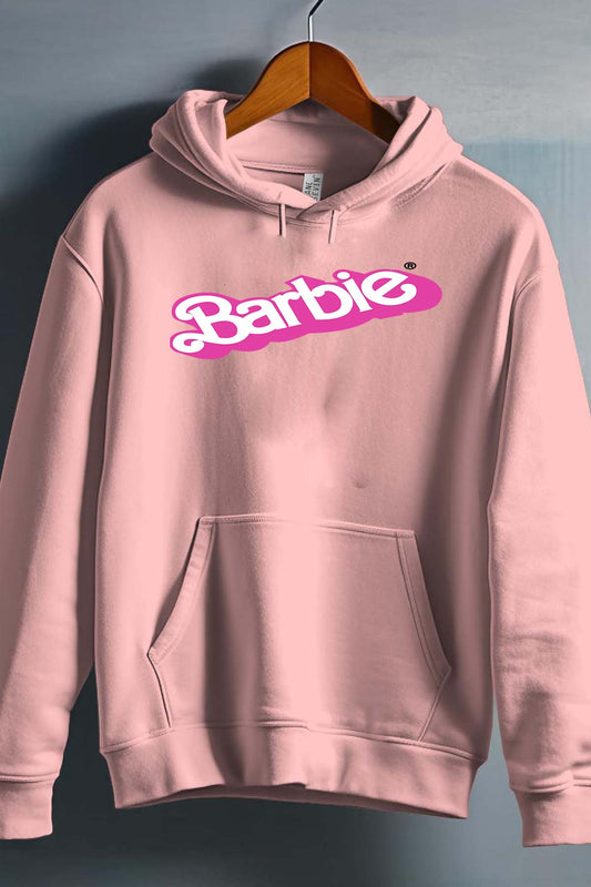 COULEUR:Rose|Sweat Capuche Fille | Logo barbie Rose