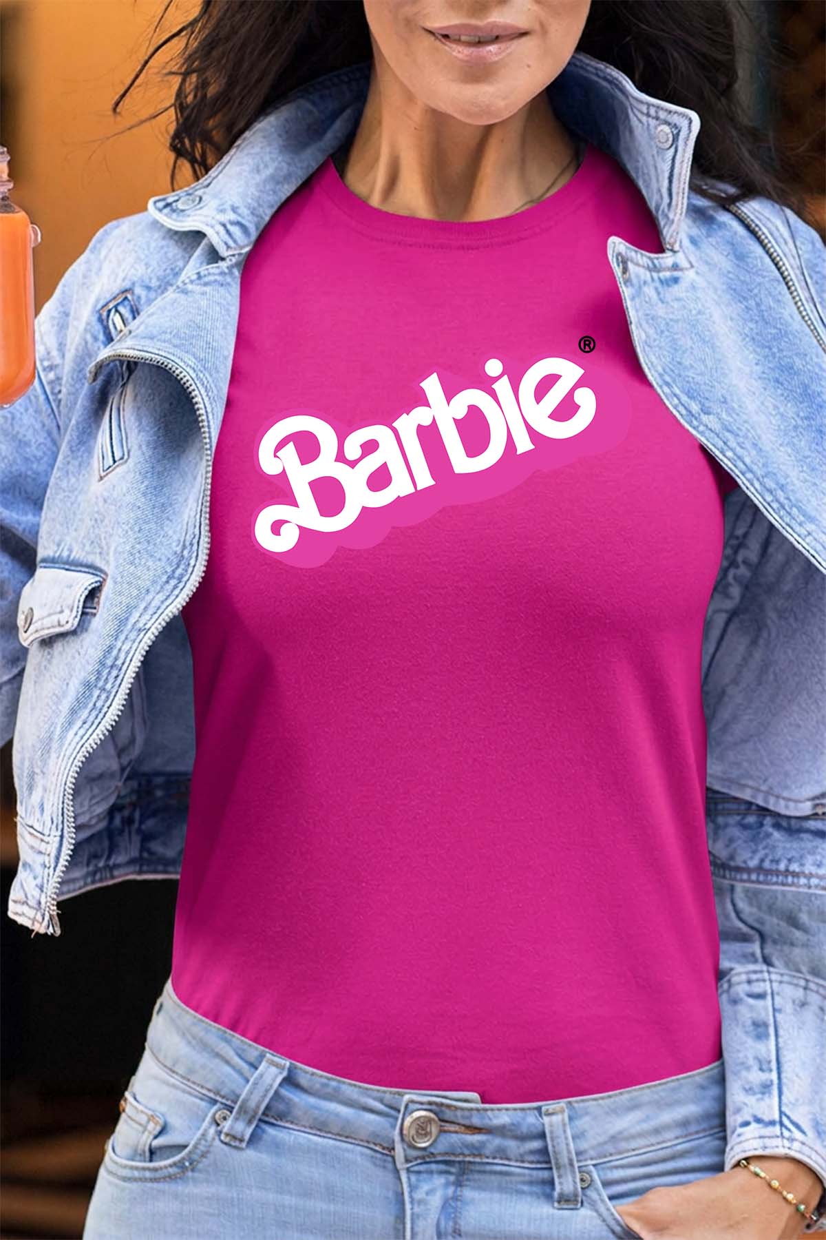 COULEUR:Fuchsia|T-shirt Femme | Logo barbie Fuchsia