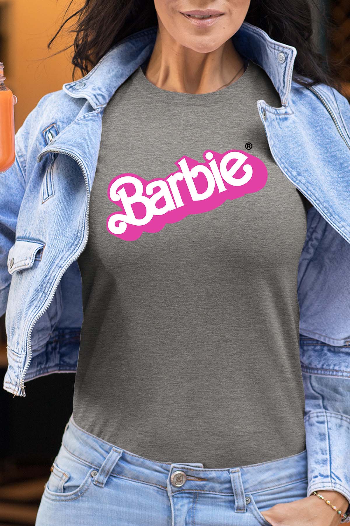 COULEUR:Gris|T-shirt Femme | Logo barbie Gris