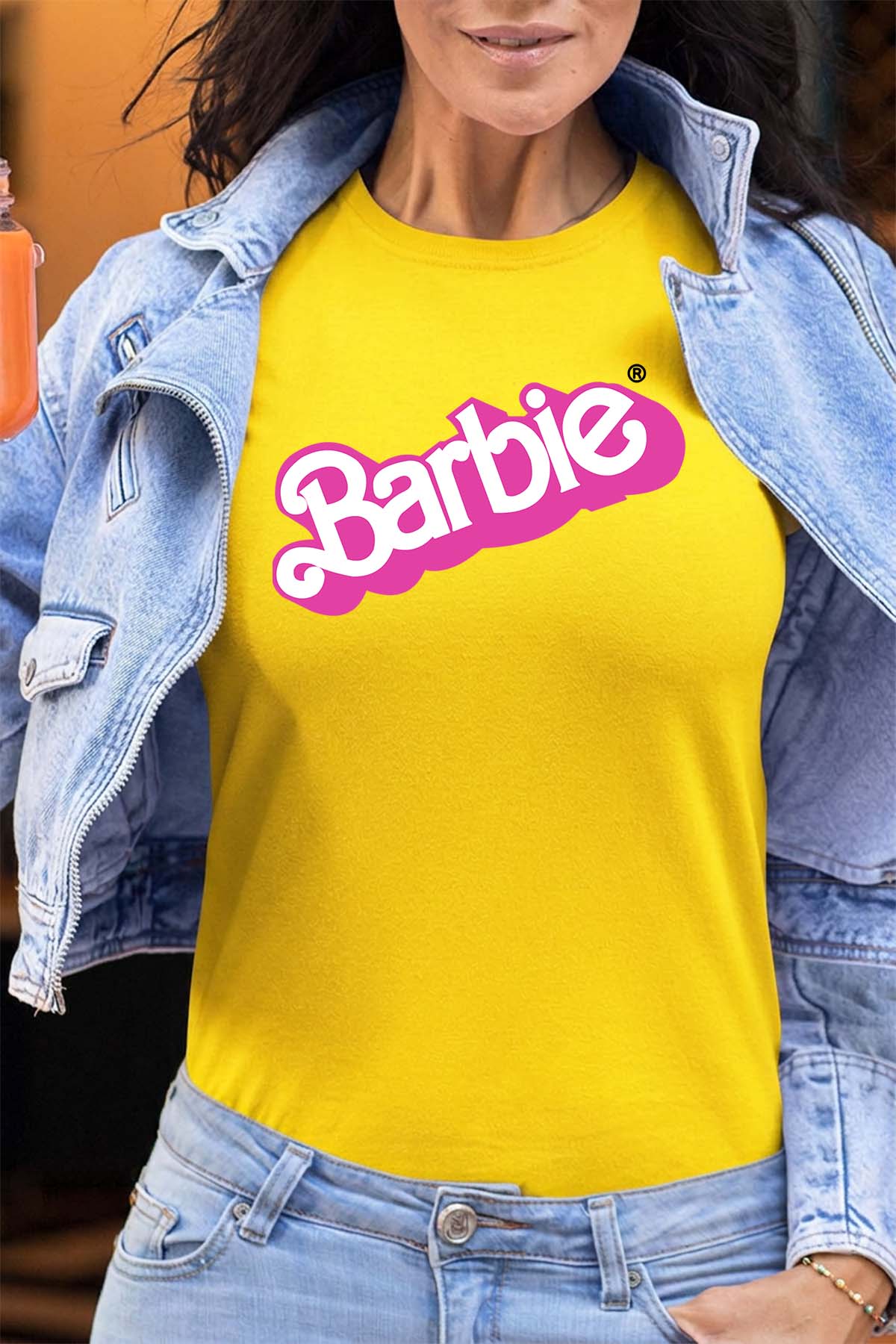 COULEUR:Jaune|T-shirt Femme | Logo barbie Jaune