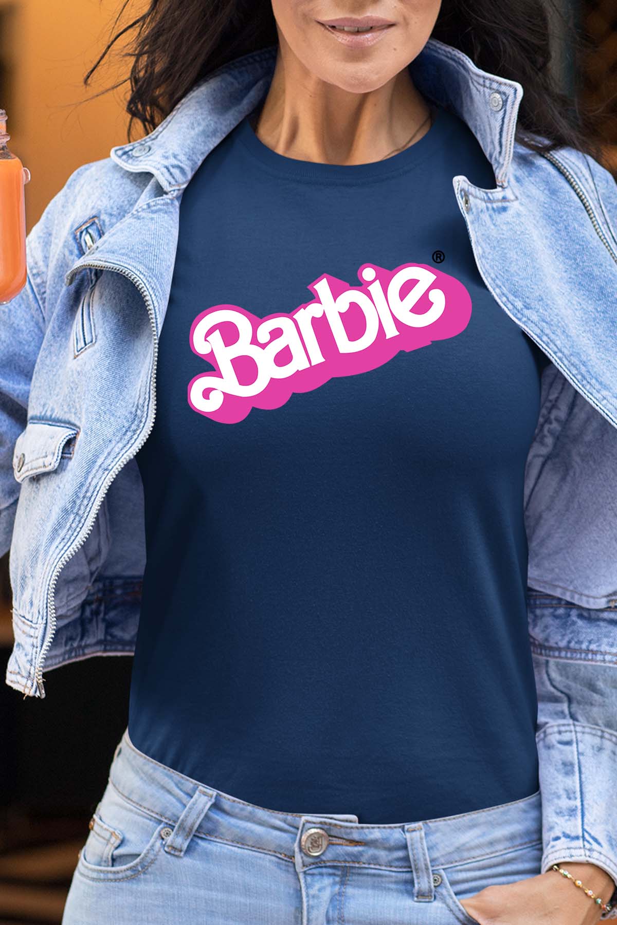 COULEUR:Marine|T-shirt Femme | Logo barbie Marine