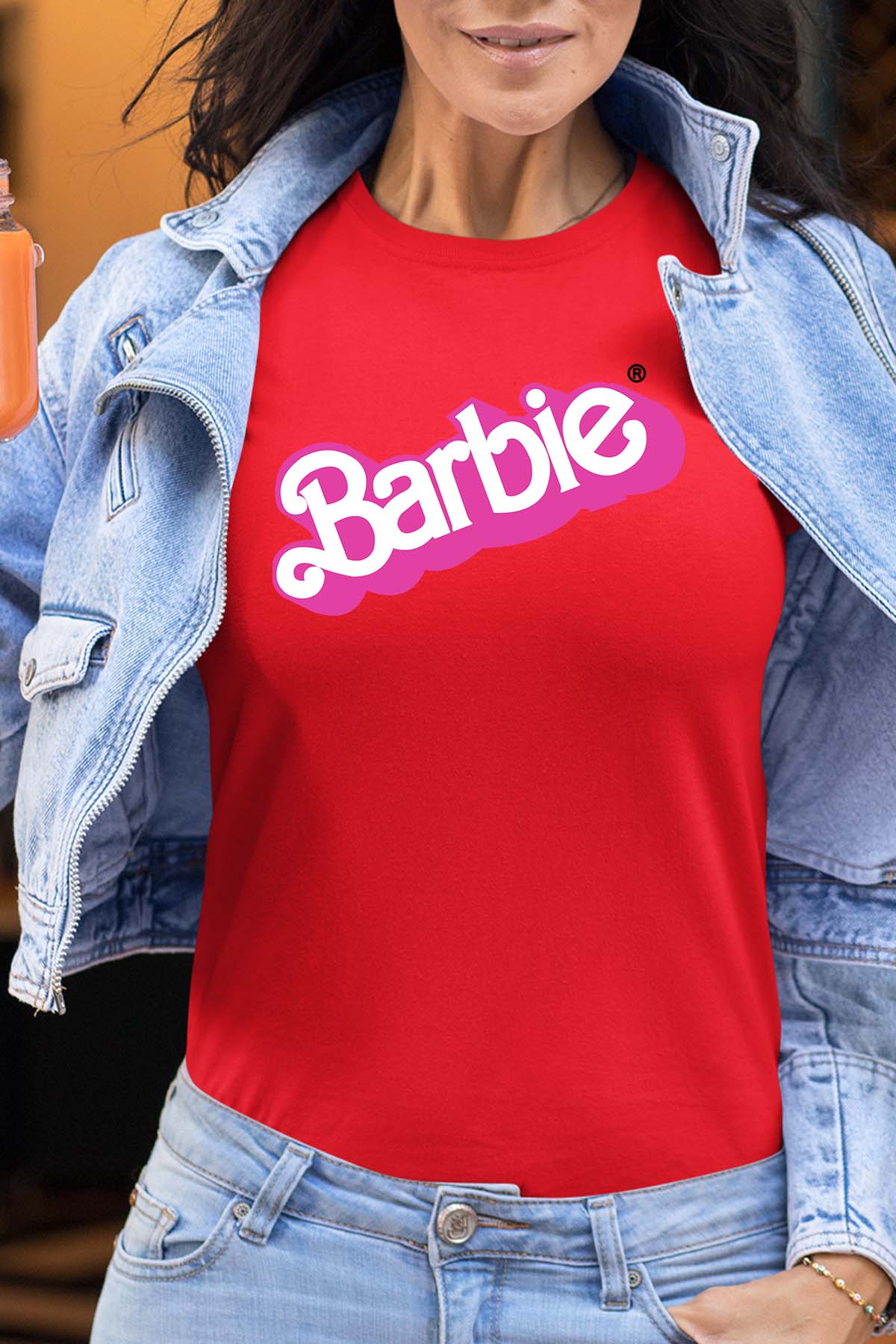 COULEUR:Rouge|T-shirt Femme | Logo barbie Rouge