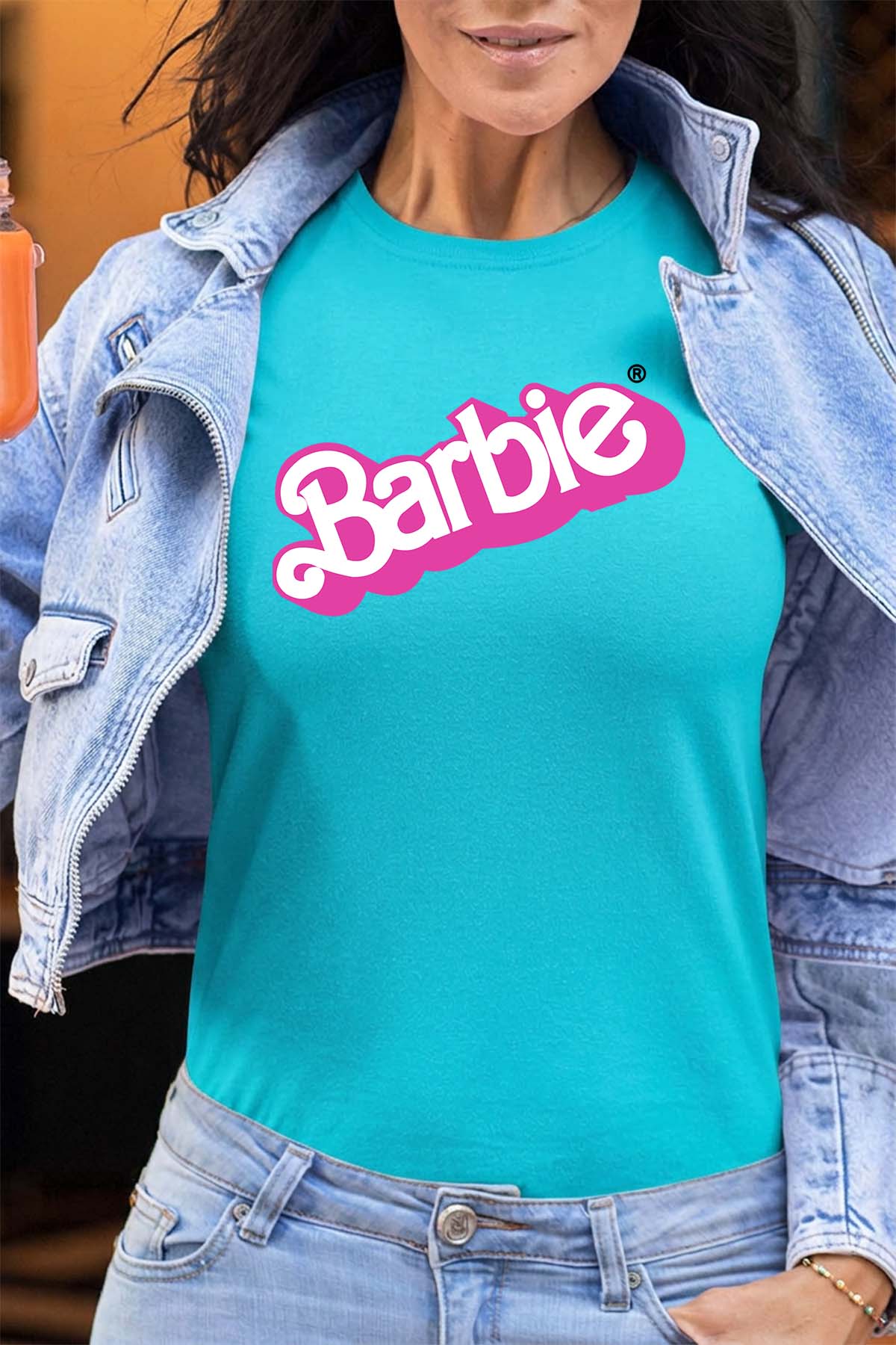 COULEUR:Turquoise|T-shirt Femme | Logo barbie Turquoise