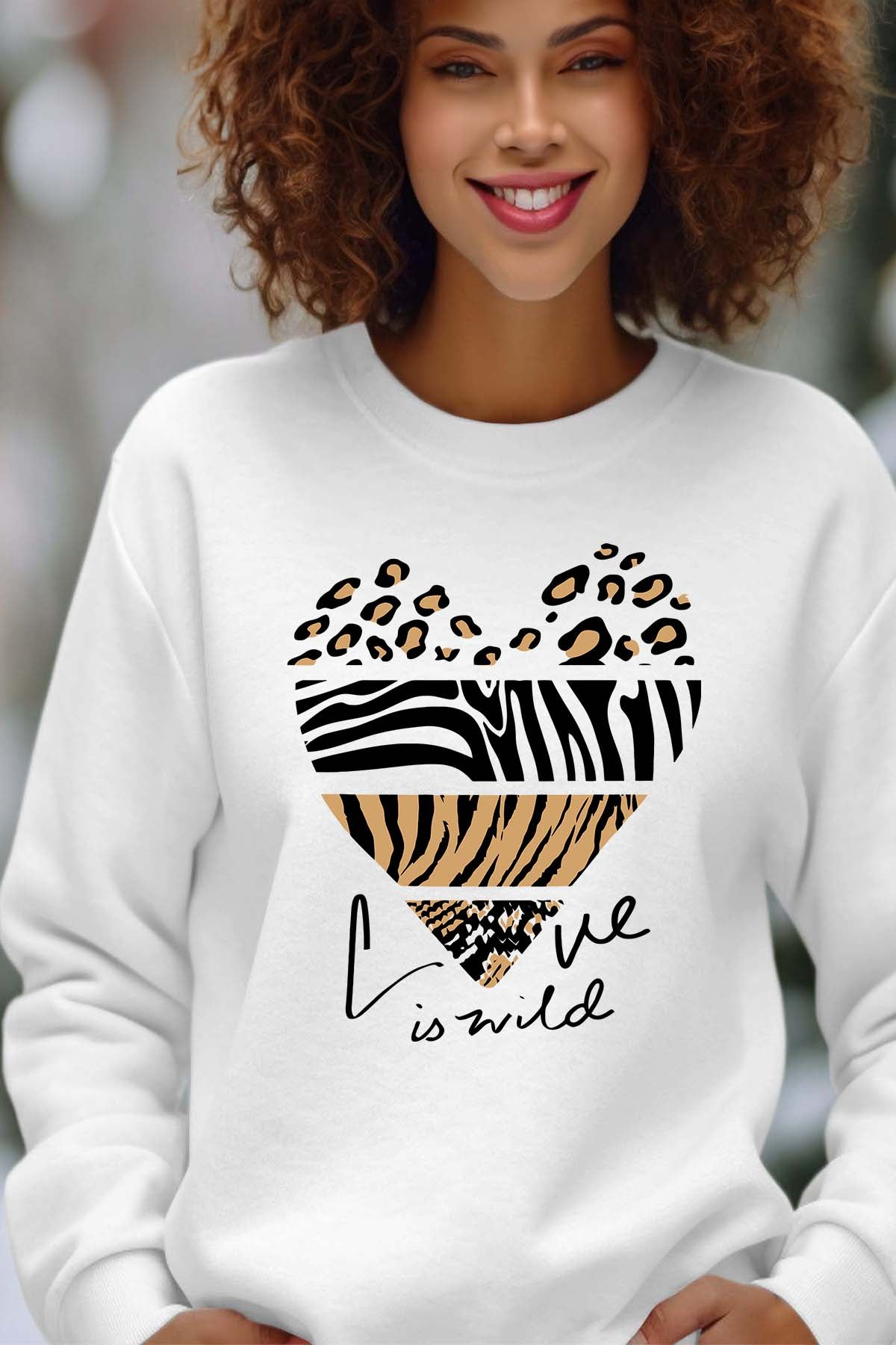COULEUR:Blanc|Sweat Col Rond Femme | Love wild Blanc