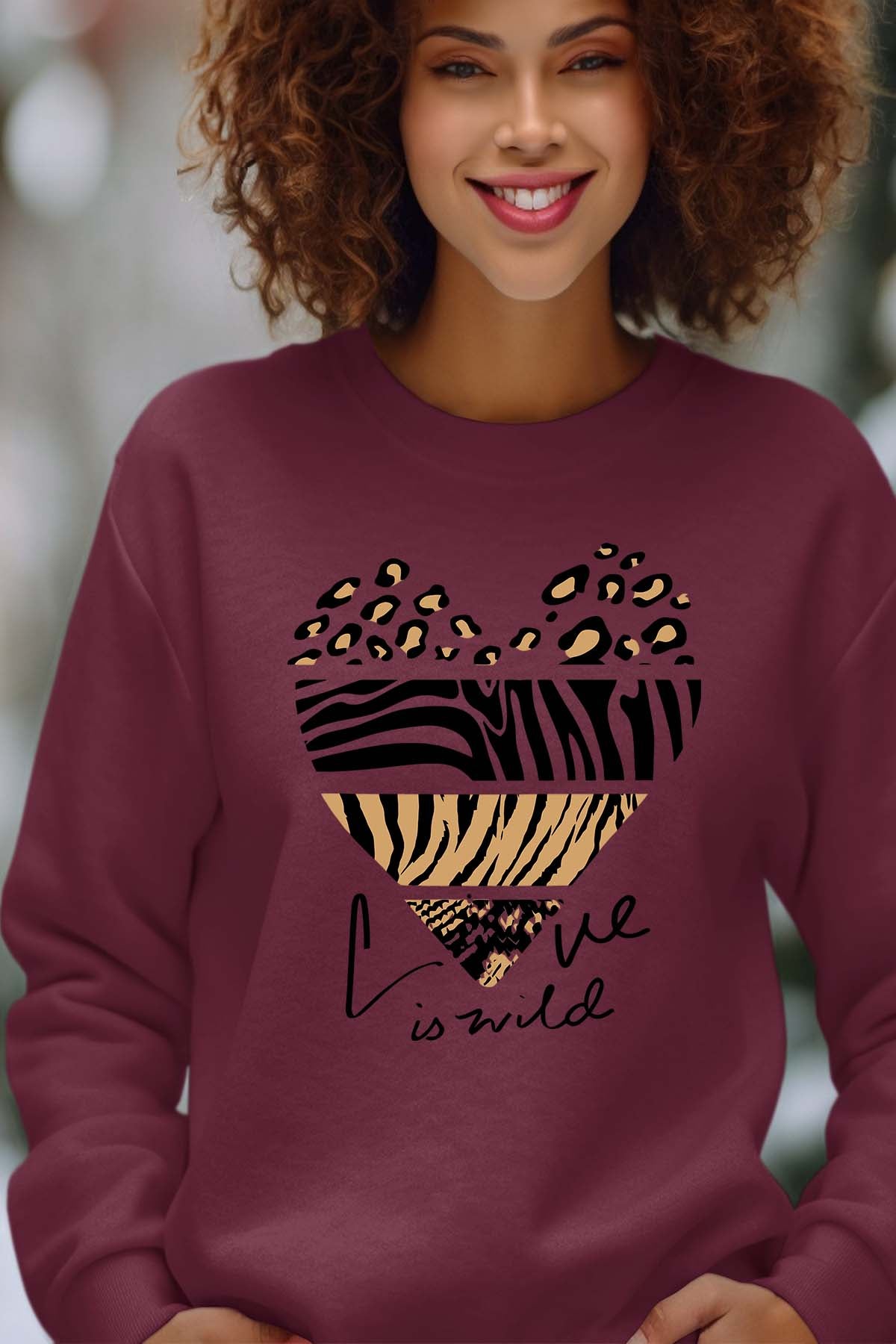 COULEUR:Bordeaux|Sweat Col Rond Femme | Love wild Bordeaux