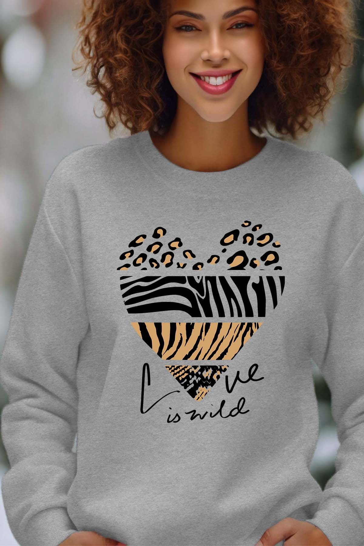 COULEUR:Gris|Sweat Col Rond Femme | Love wild Gris