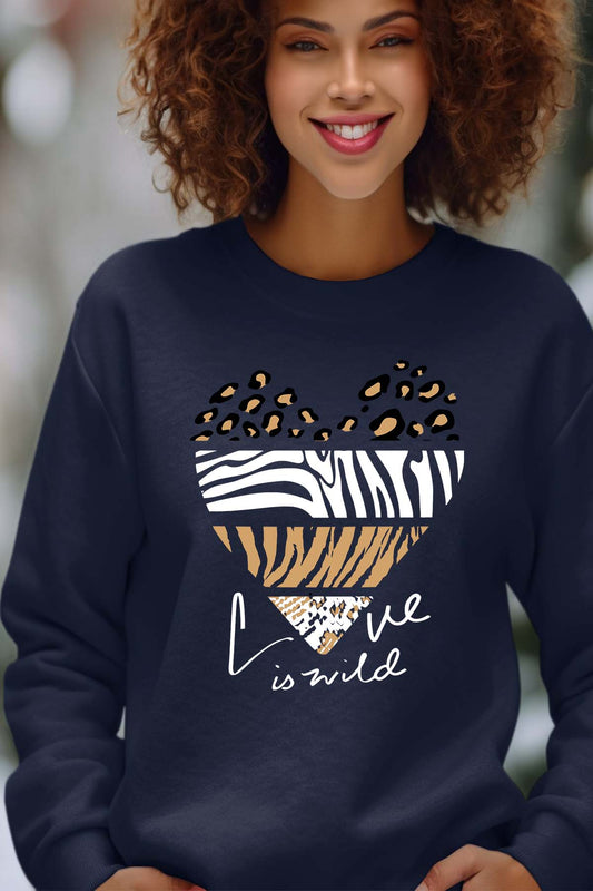 COULEUR:Marine|Sweat Col Rond Femme | Love wild Marine