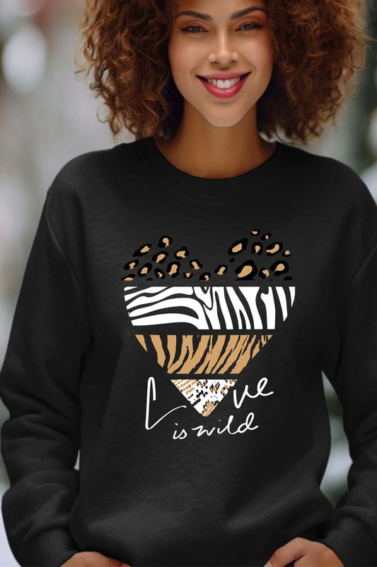 COULEUR:Noir|Sweat Col Rond Femme | Love wild Noir