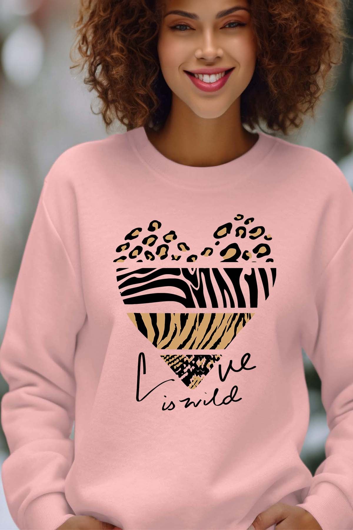 COULEUR:Rose|Sweat Col Rond Femme | Love wild Rose
