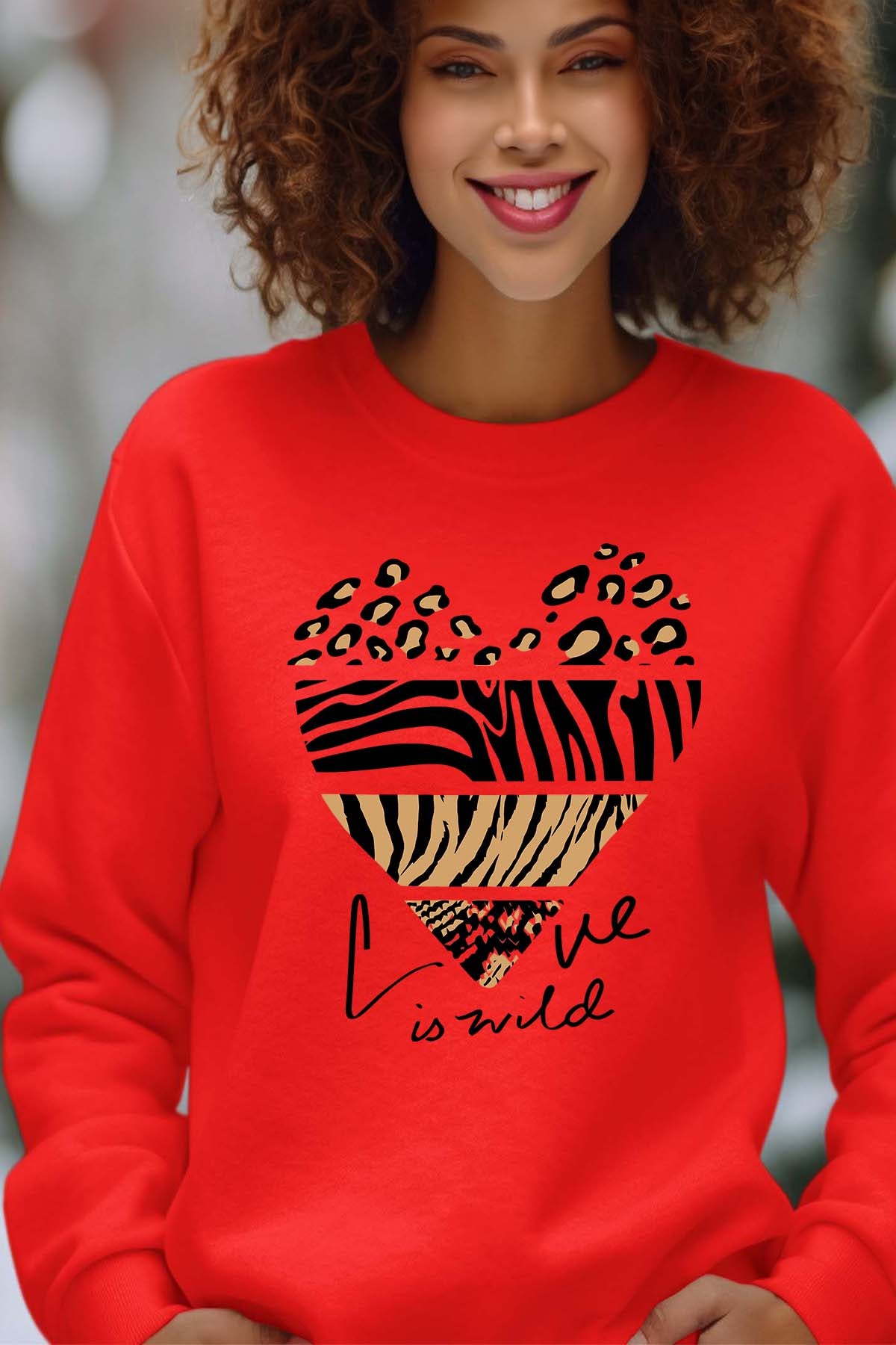 COULEUR:Rouge|Sweat Col Rond Femme | Love wild Rouge