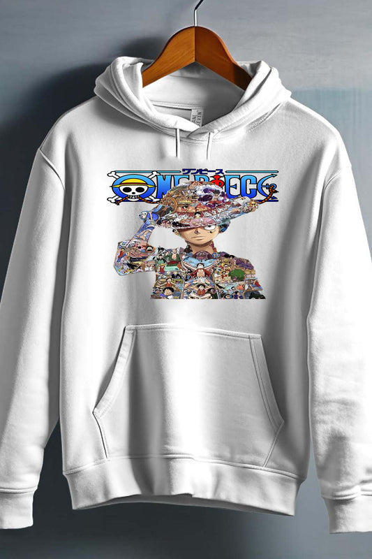 COULEUR:Blanc|Sweat Capuche Garçon | Luffy Multi incrustation Blanc