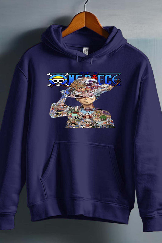 COULEUR:Marine|Sweat Capuche Garçon | Luffy Multi incrustation Marine