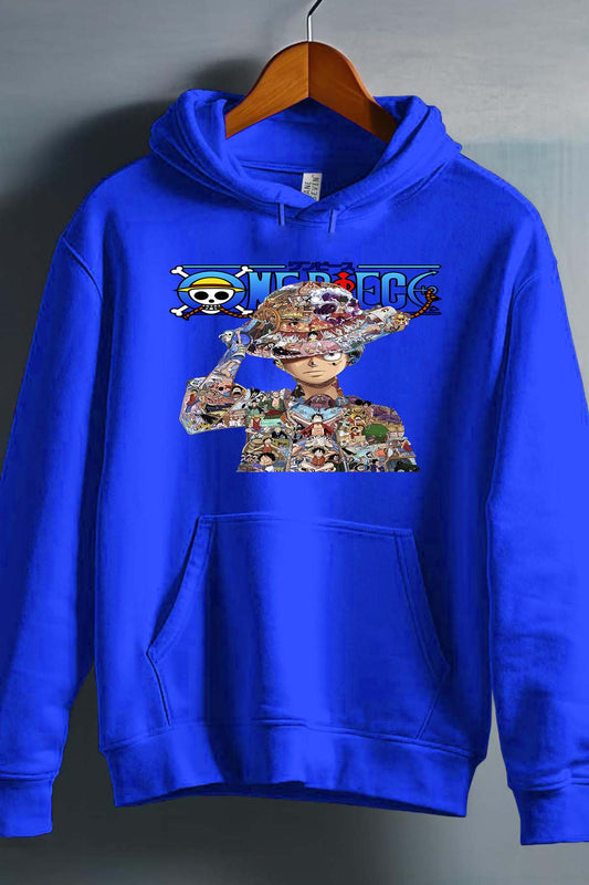 COULEUR:Bleu Roi|Sweat Capuche Homme | Luffy Multi incrustation Bleu Roi