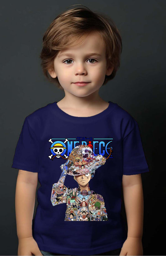 COULEUR:Marine|T-shirt Garçon | Luffy Multi incrustation Marine