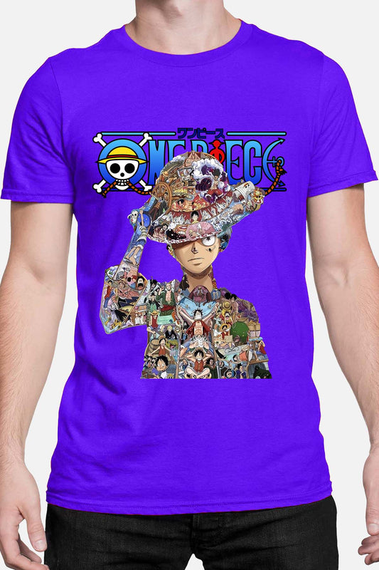 COULEUR:Bleu Roi|T-shirt Homme | Luffy Multi incrustation Bleu Roi