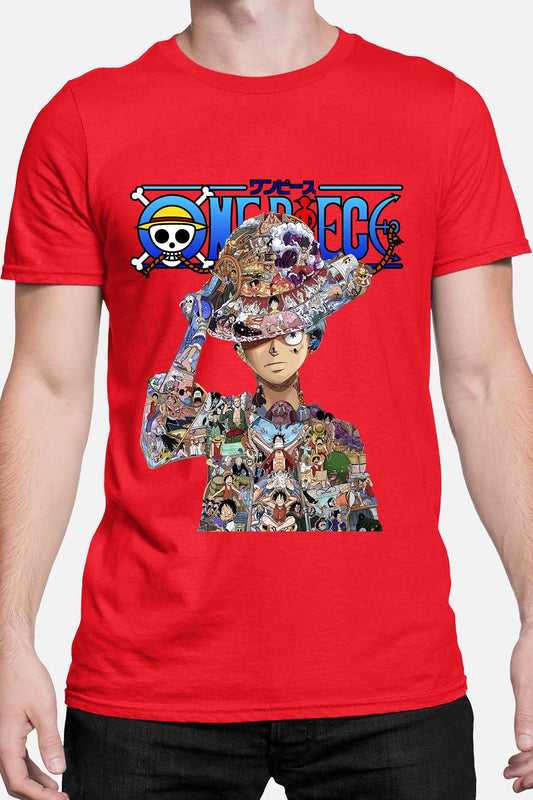 COULEUR:Rouge|T-shirt Homme | Luffy Multi incrustation Rouge
