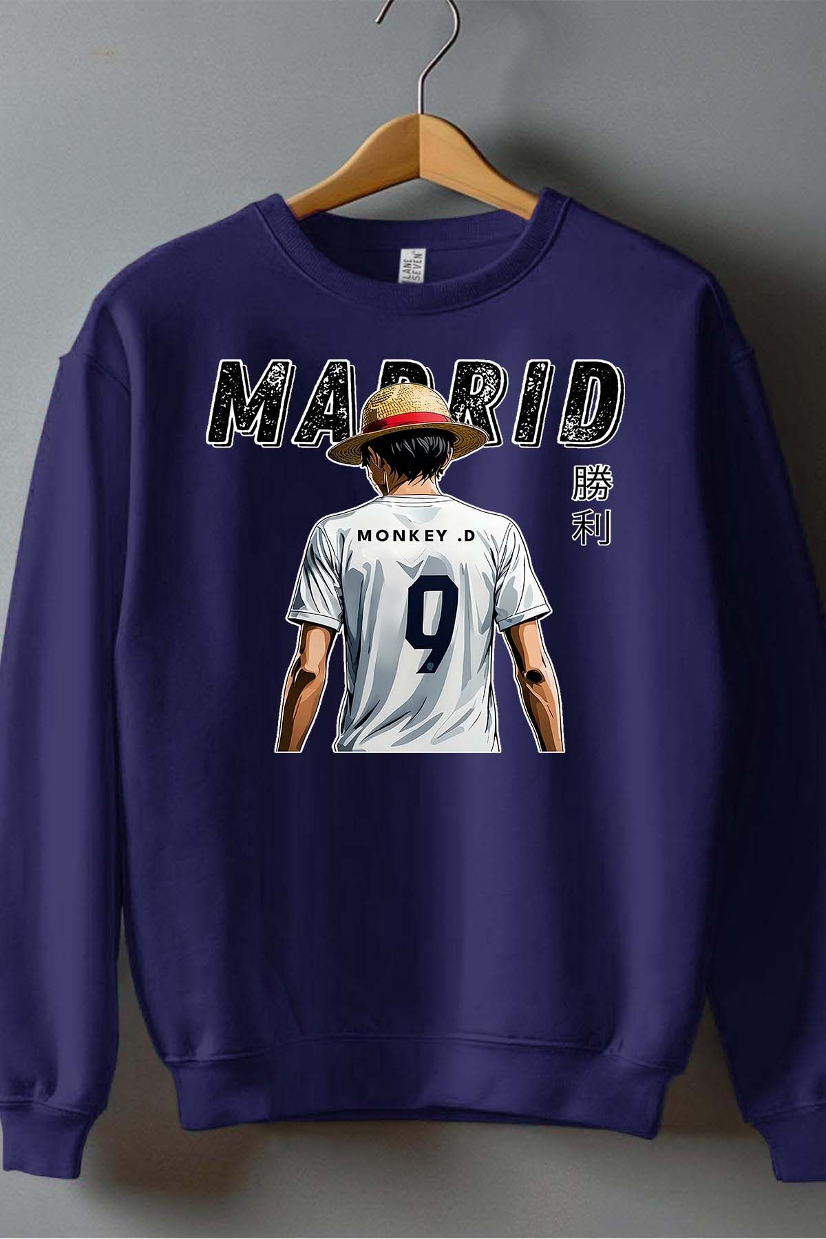 COULEUR:Marine|Sweat Col Rond Garçon | Luffy madrid Marine