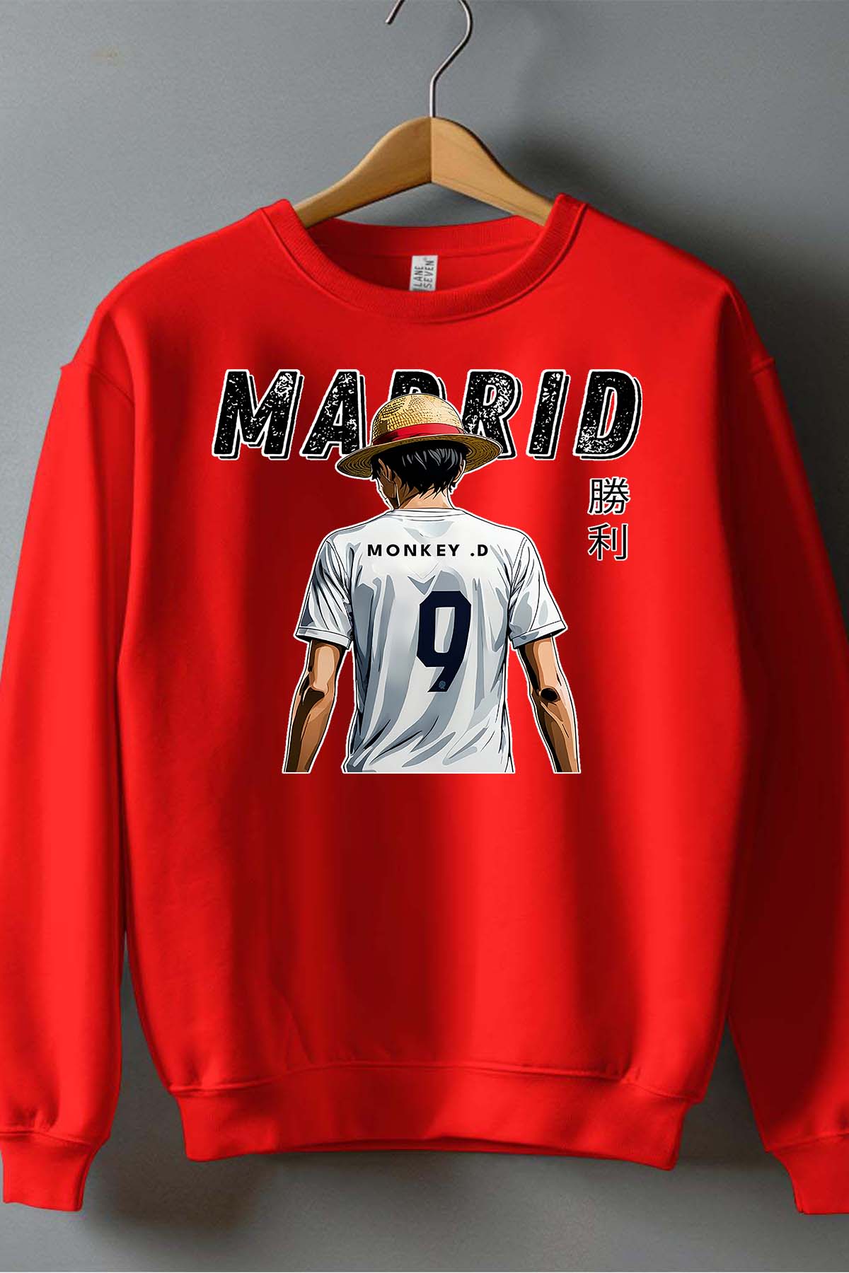 COULEUR:Rouge|Sweat Col Rond Garçon | Luffy madrid Rouge